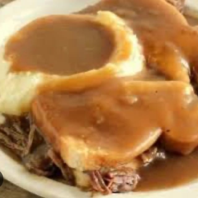 Roast Beef Open Face Sandwich.